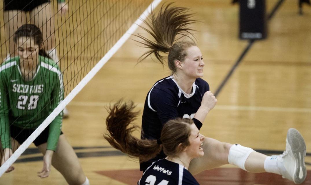Josie and Marriah celebrate after Josie’s block